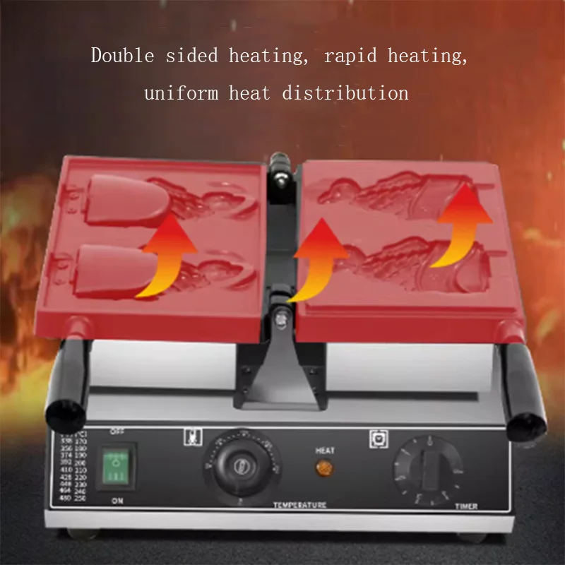 Waffle Cone Maker - Commercial Electric 2pcs Open Mouth Fish
