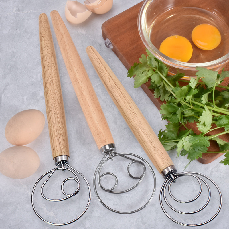 Danish Pancake Pan - Danish Dough Whisk Stainless Steel Hand