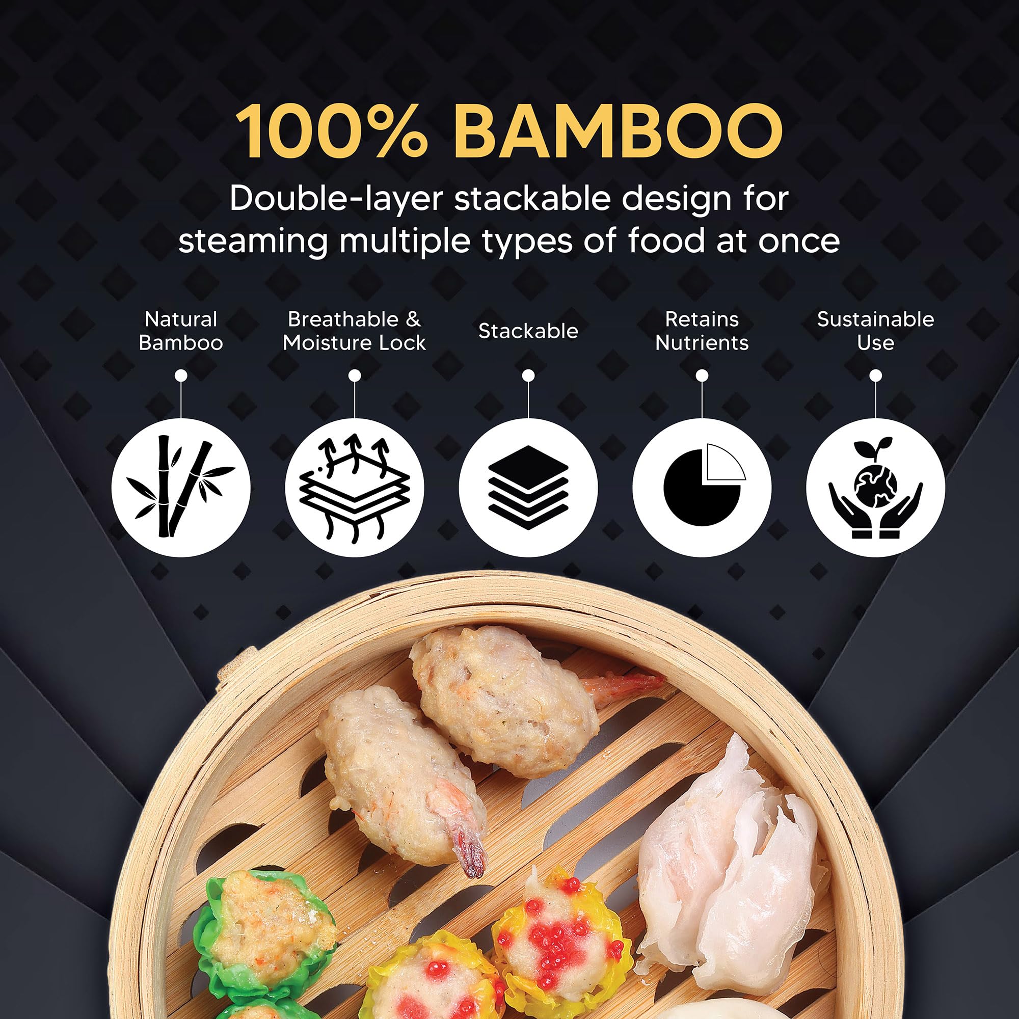 10-Inch Bamboo Food Steamer wi - Bao Steamer Bamboo 评论和价格