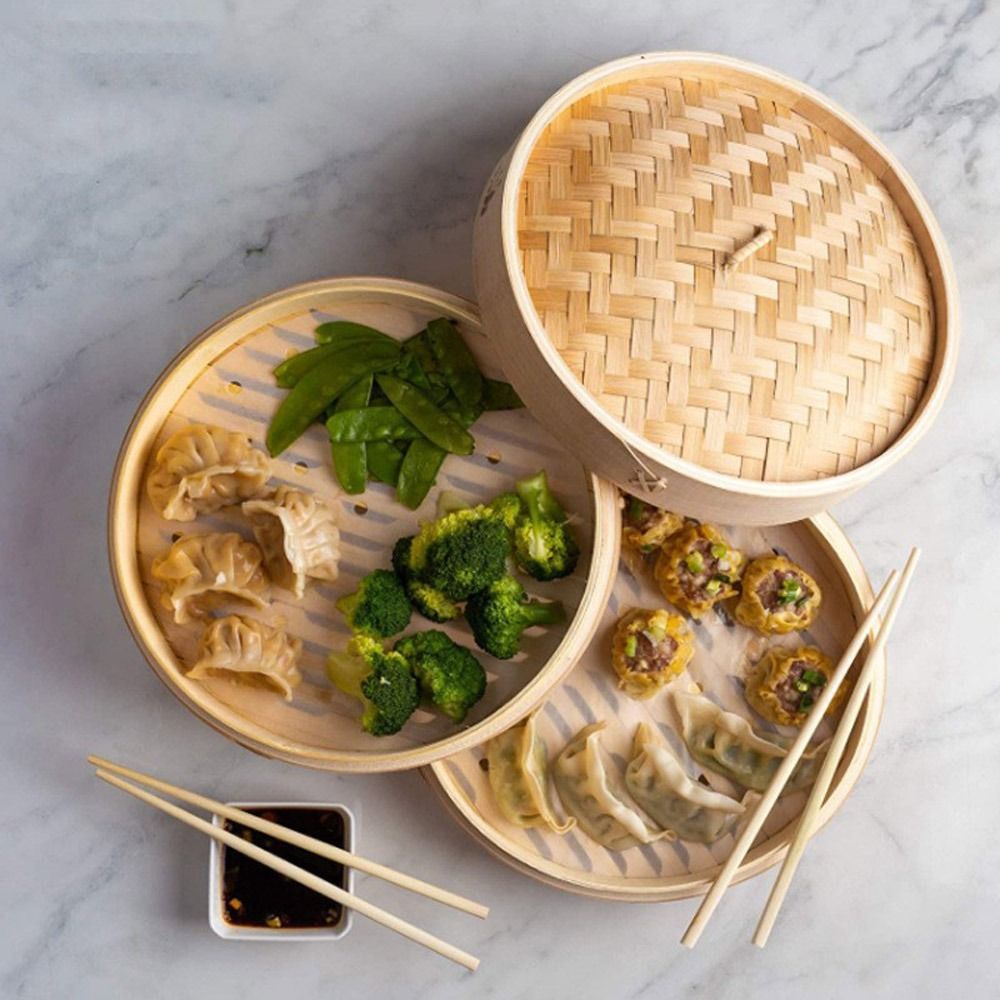 Bamboo Steamer Basket with Lid - Bao Steamer Bamboo 评论和价格