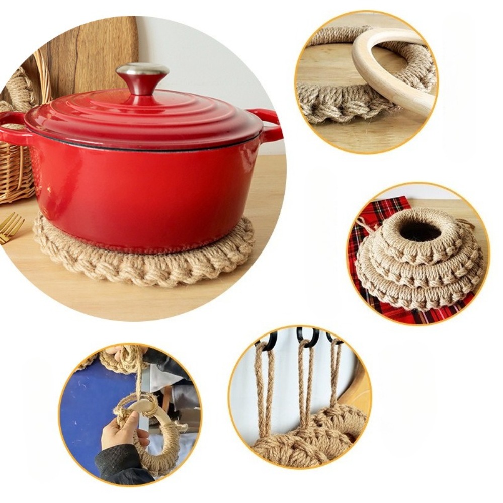 2Pcs Rustic Jute Woven Trivets - Cast Iron Corn 评论和价格