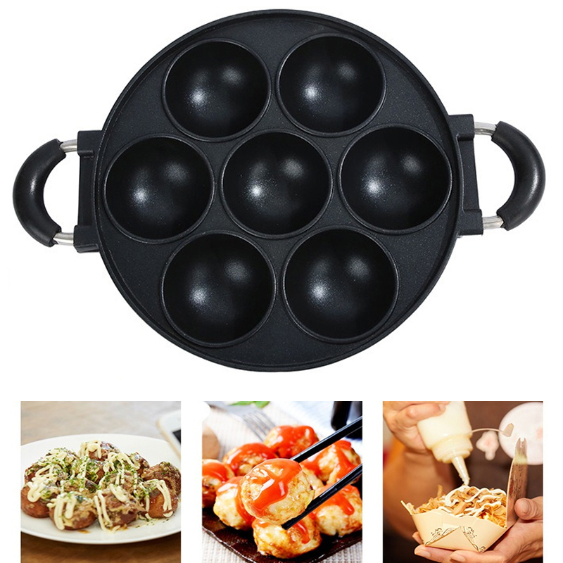 7 Hole Cake Cooking Pan Cast I - Egg Waffle Pan 评论和价格
