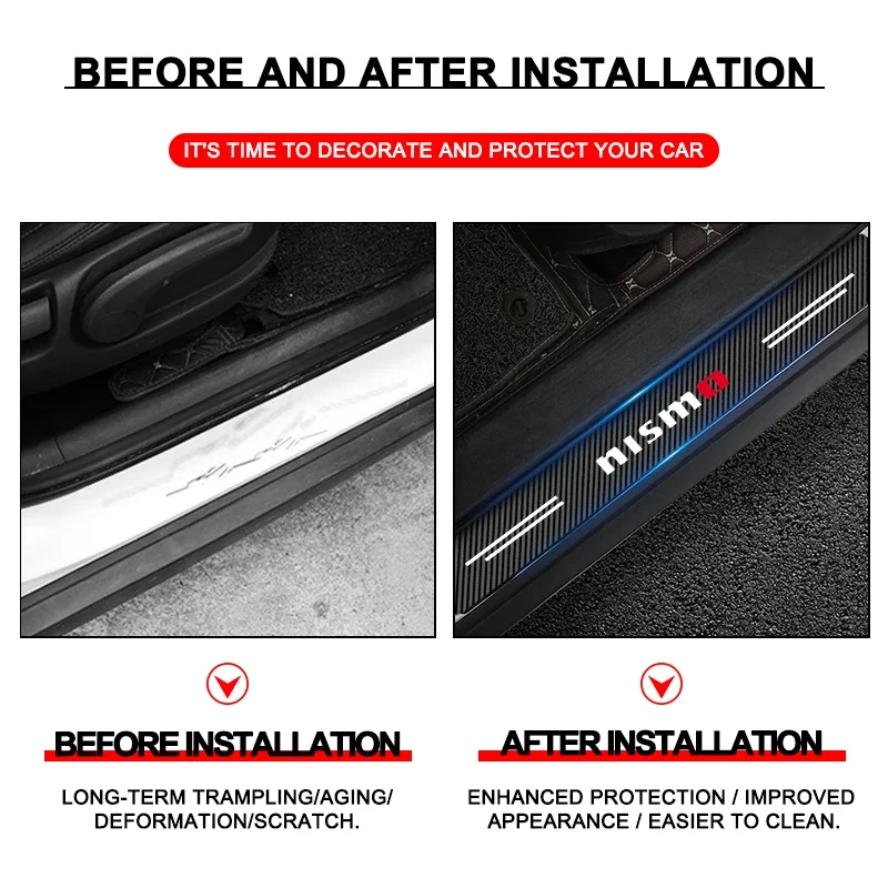 4Pcs Car Door Threshold Carbon - Crepe Pan Carbon 评论和价格