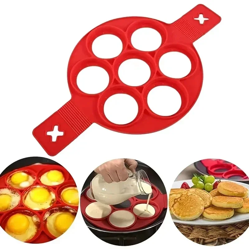 Silicone 7-hole Circular Fryin - Egg Waffle Pan 评论和价格