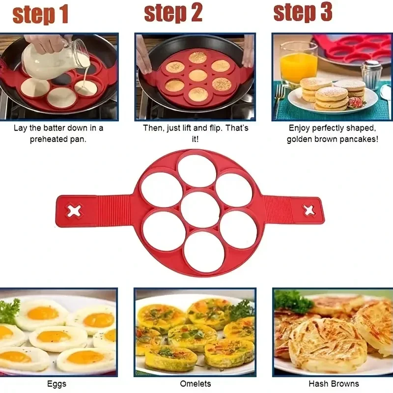 Silicone 7-hole Circular Fryin - Egg Waffle Pan 评论和价格