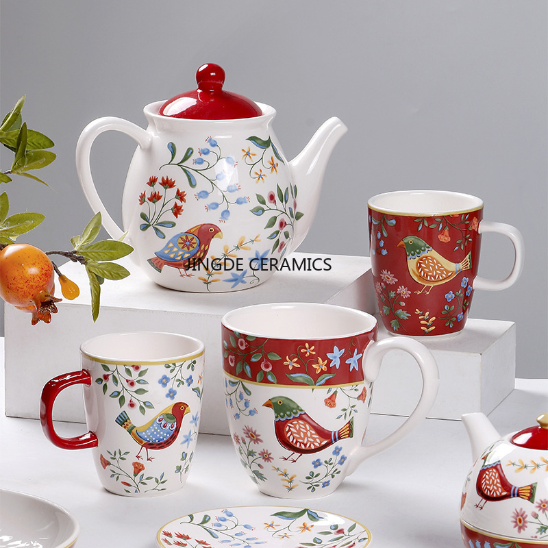 1pc European Ceramic Red Flowe - Dim Sum Basket 评论和价格