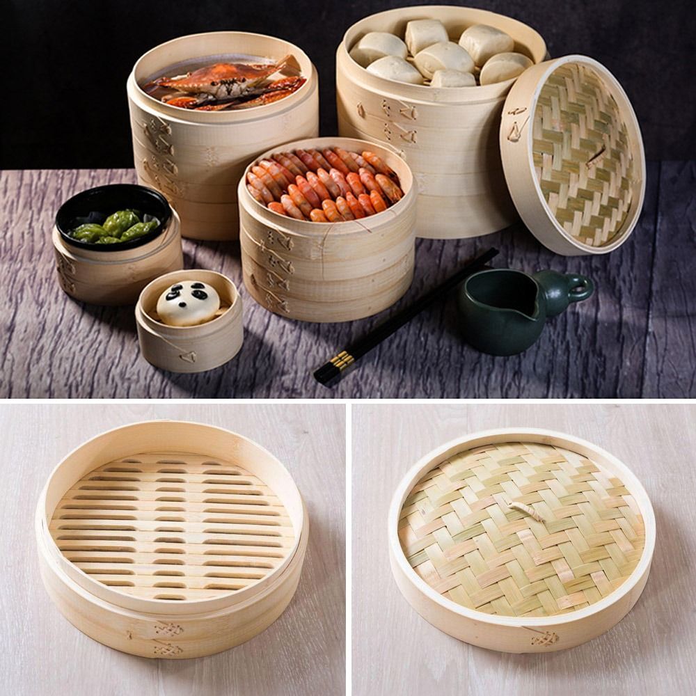 Bamboo Steamer Basket with Lid - Bao Steamer Bamboo 评论和价格